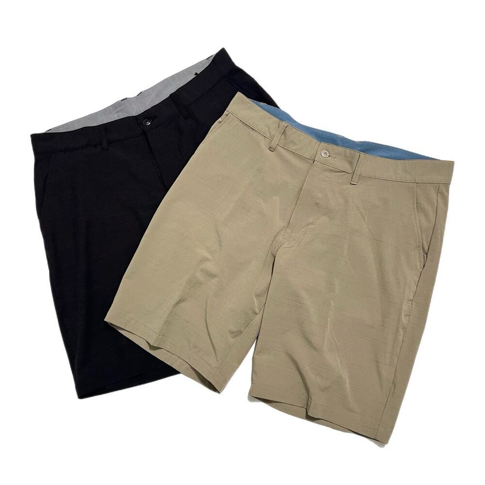 Lot Of 2 Burnside Men's Hybrid Stretch Performance Shorts Size 36 Beige Black